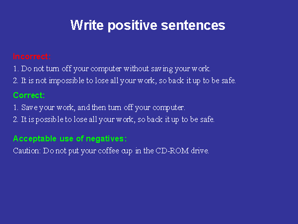 Write Positive Sentences