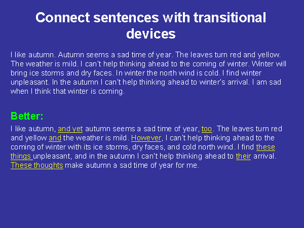 Connect Sentences With Transitional Devices